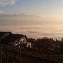 Vue sur le domaine depuis le "Pont de Moudon" et mer de brouillard sur le Lac Léman